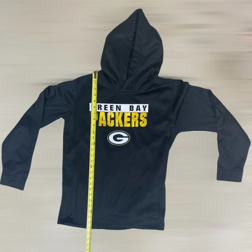 Green Bay Packers Black Youth  XL Pull Over Hoodie With Pockets - OuterStuff LLC